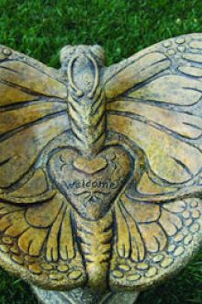 Butterfly Bird Bath Garden Sculpture Welcome Cement Shaperd flying